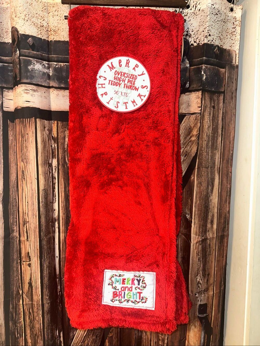 Christmas Red blanket throw fuzzy oversized high pile teddy throw 50 x 70 NWT
